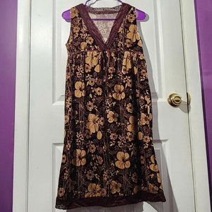 Vintage Velvet Brown Floral Lace Dress